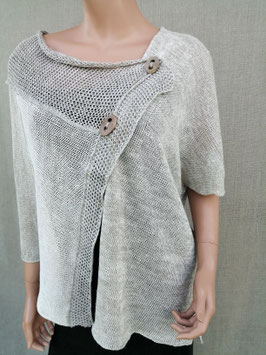 Augmented taupe & white poncho