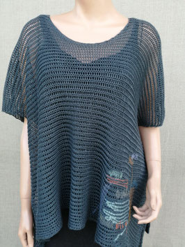 Graphite knitted linen top