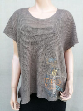 Handmade dusty grey linen top