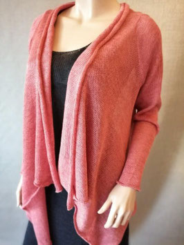 Peach knitted long sleeve open cardigan