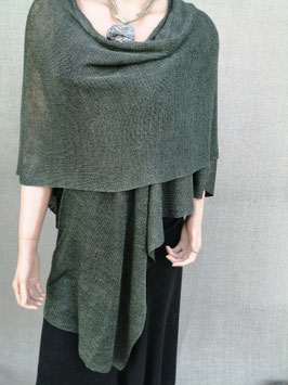 Green handmade linen poncho shawl